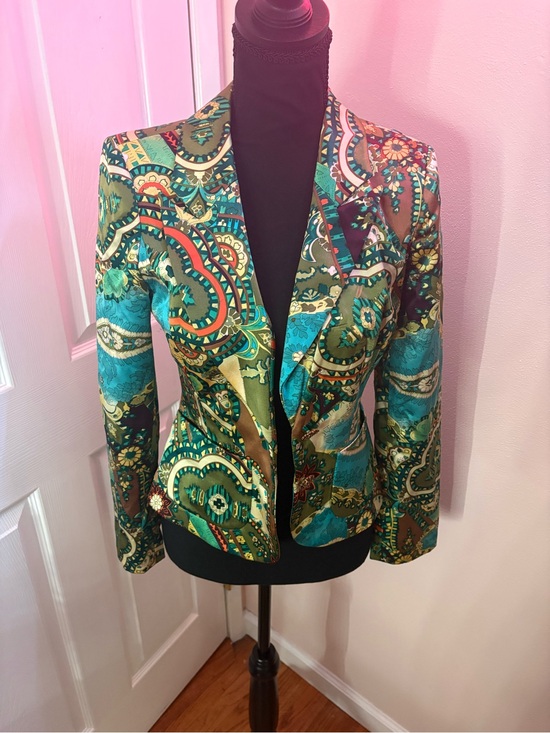 Kay Unger Jackets & Blazers - Kay Unger Silk Teal & Green Paisley Blazer